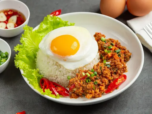 Minced Pork & Pickled Veggie Rice with Egg