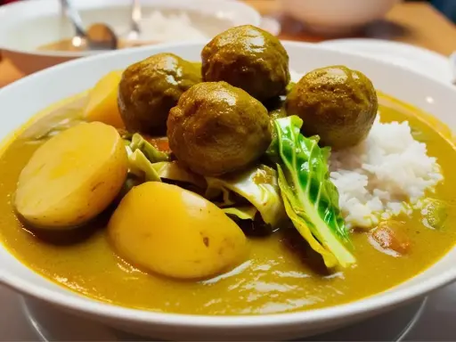 Curry Fish Balls & Veggies Rice